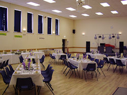 Hall set up for a party