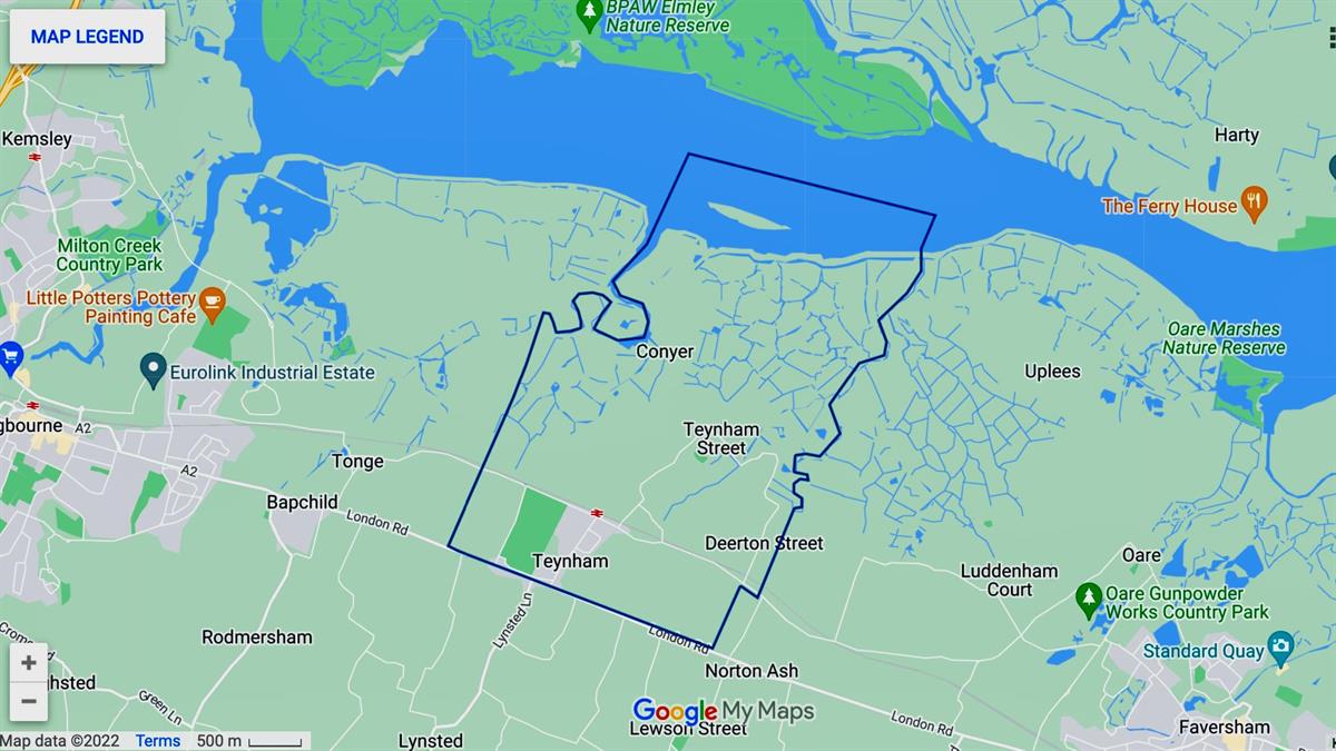 Map of Teynham Parish Council area